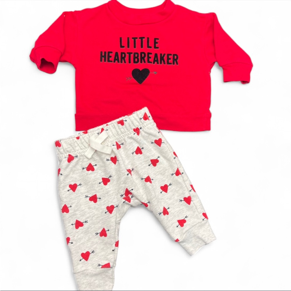 Carter’s Red 'Little Heartbreaker' Baby Outfit Size 0-3 Months